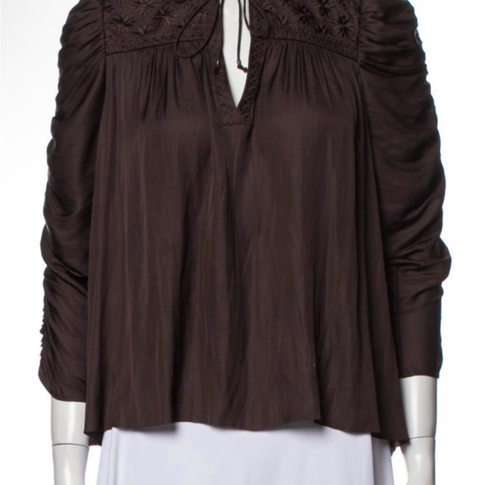 Ulla Johnson Dark Brown Blouse embroidered